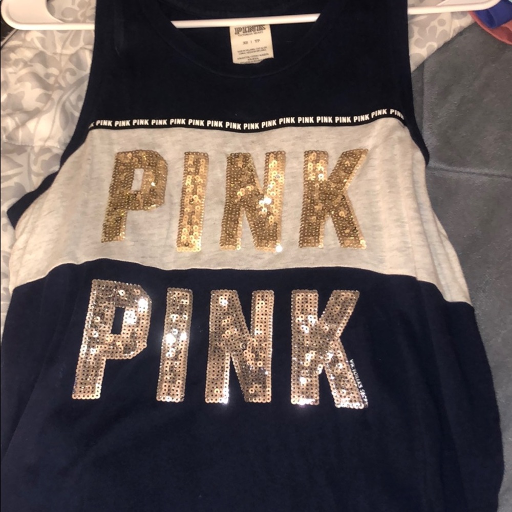 PINK tank top with sparkles size xs pt
